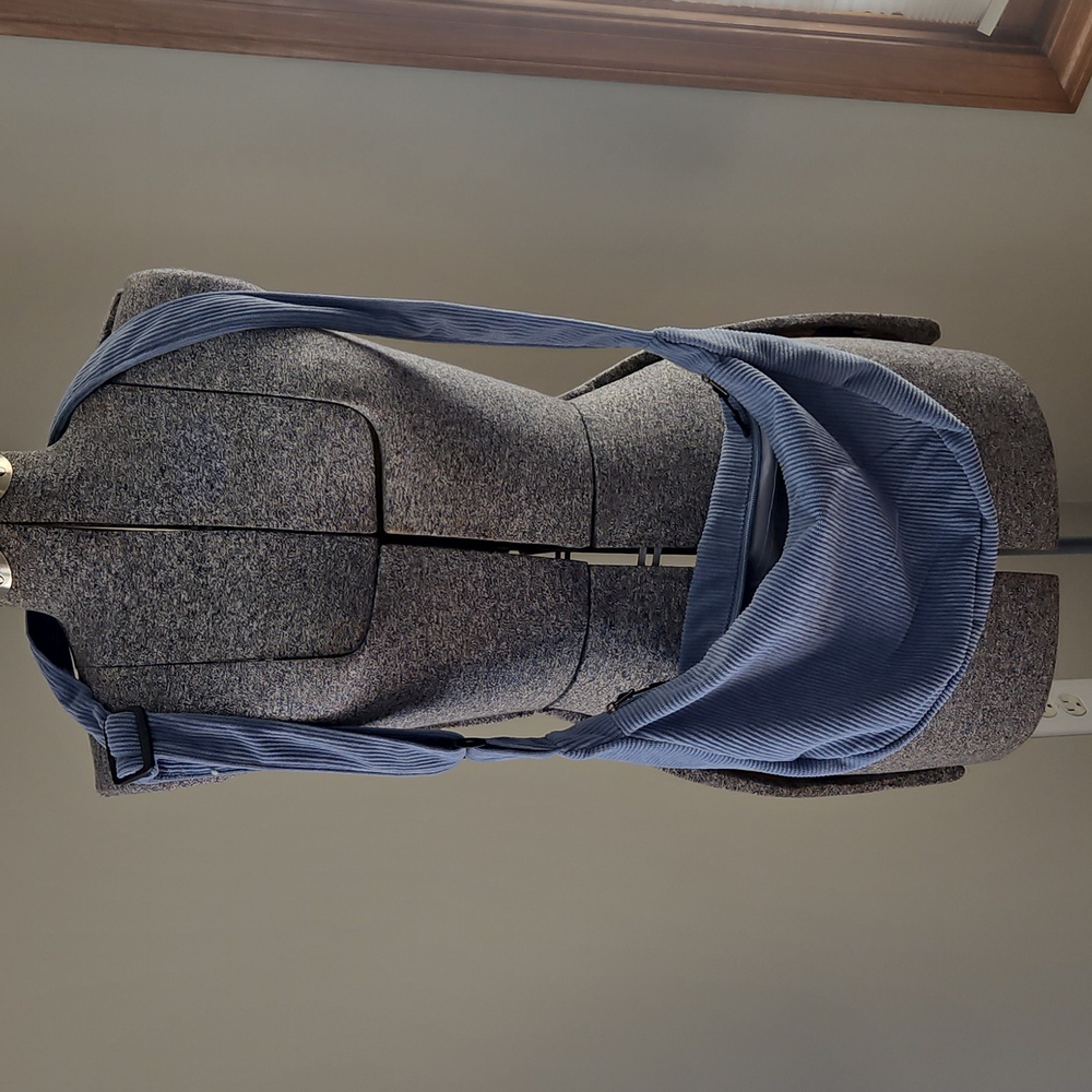 Corduroy Blue Crossbody Saddle Bag